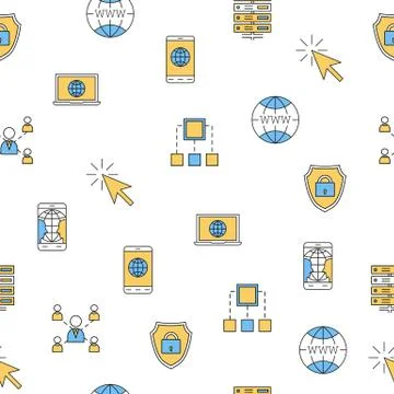 Seamless pattern - computer thin line icons Stock Illustration