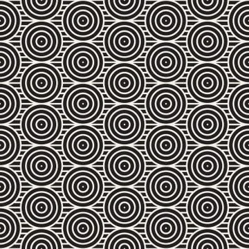 Seamless pattern with concentric circles and lines. Elegant vector decorative Stock Illustration