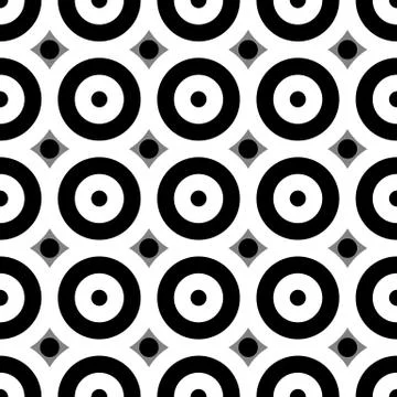 Seamless pattern with concentric circles. Monochrome vector. Stock Illustration