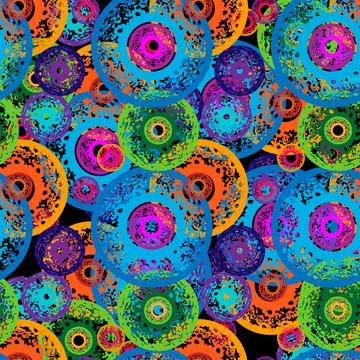 Seamless Pattern with Concentric Circles with splashes. Vector Background Stock Illustration