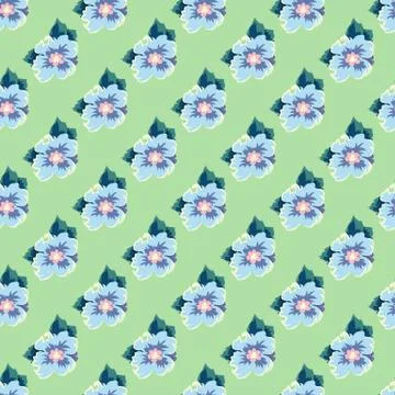 Seamless pattern in the concept of childrens drawings. Background with flowers. Stock Illustration