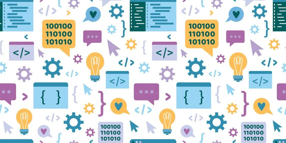 Seamless pattern with Concept of computer programming languages or developi.. Stock Illustration