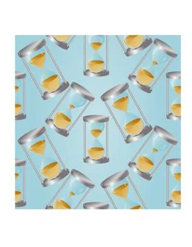 Seamless pattern Concept time is money, money like sand, gold coins in an hou Stock Illustration
