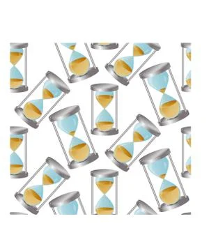 Seamless pattern Concept time is money, money like sand, gold coins in an hou Illustrazione stock