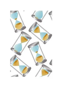 Seamless pattern Concept time is money, money like sand, gold coins in an hou Stock Illustration