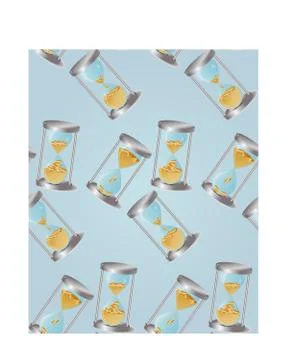 Seamless pattern Concept time is money, money like sand, gold coins in an hou Stock Illustration