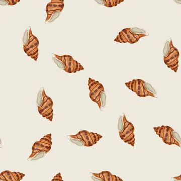Seamless pattern conch sea shell cartoon vector Stock Illustration
