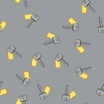 Seamless pattern concierge door key hotel cartoon vector Stock Illustration
