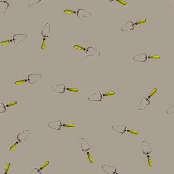 Seamless pattern concrete trowel cement cartoon vector Stock Illustration