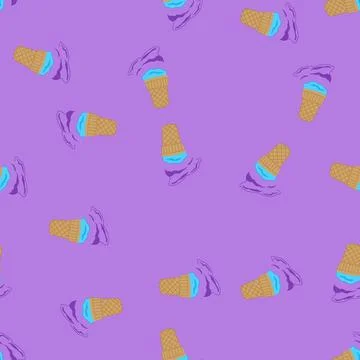 Seamless pattern cone fallen ice cream cartoon vector Stock Illustration