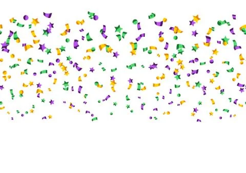 Seamless pattern with confetti in Mardi Gras colors. Illustrazione stock