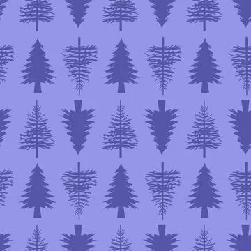 Seamless pattern coniferous tree fir tree forest. Design for fabric, wrapping Stock Illustration