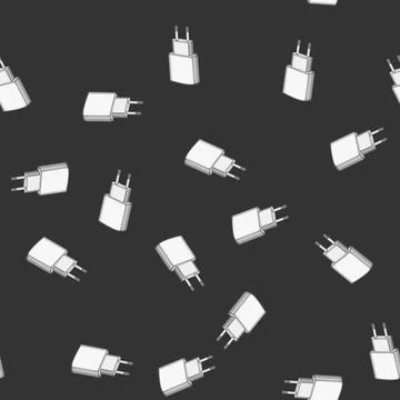 Seamless pattern connection power adapter cartoon vector Stock Illustration