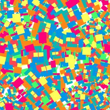 Seamless pattern consisting of colorful chaotic squares. Stock Illustration
