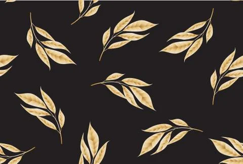 Seamless pattern consisting of gold plant branches. Stock Illustration