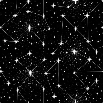Seamless pattern constellations abstract symbol space.Astrology background Stock Illustration