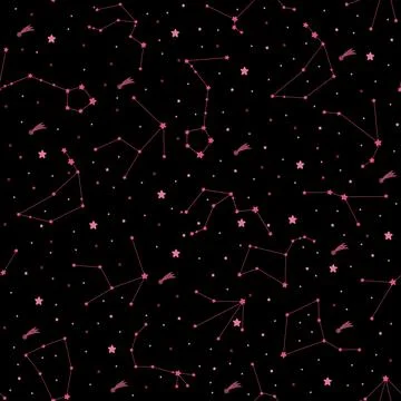 Seamless pattern constellations abstract symbol space.Astrology background Stock Illustration