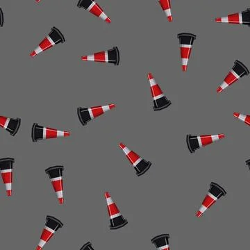 Seamless pattern construction road barrier cartoon vector Stock Illustration