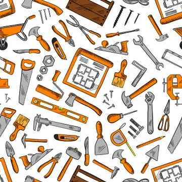 Seamless pattern of construction tools background Stock Illustration