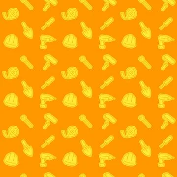 Seamless pattern with construction tools icons, repeated vector background Stockillustratie