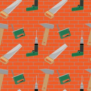 Seamless pattern with construction tools 库存插图