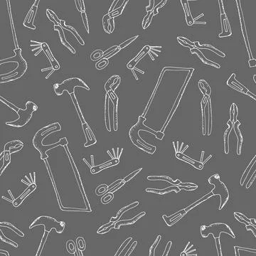 Seamless pattern with construction tools. Vector illustration Stock Illustration