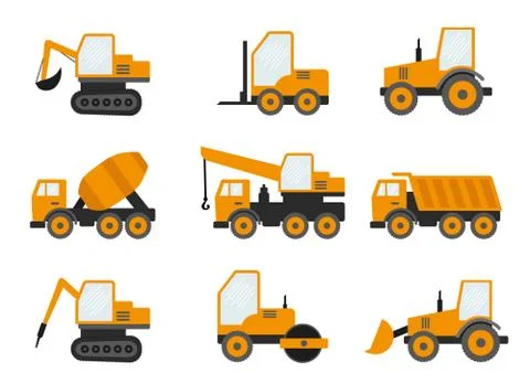 Seamless Pattern With Construction Tracks: Dipper, Bulldozer, Tractor, Excava Illustrazione stock