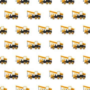 Seamless Pattern With Construction Tracks: Dipper, Bulldozer, Tractor, Excava Illustrazione stock