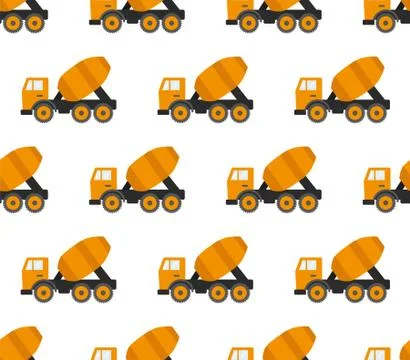 Seamless Pattern With Construction Tracks: Dipper, Bulldozer, Tractor, Excava Illustrazione stock