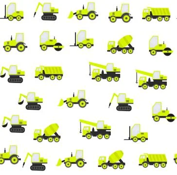 Seamless Pattern With Construction Tracks: Dipper, Bulldozer, Tractor, Excava Illustrazione stock