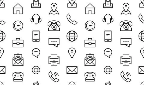 Seamless pattern with contact icons Stock Illustration