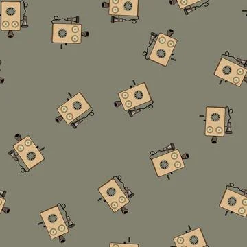 Seamless pattern contact telephone retro cartoon vector Stock Illustration