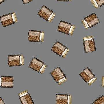 Seamless pattern container coffee jar cartoon vector Stock Illustration