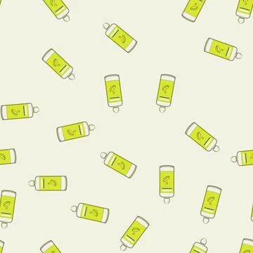 Seamless pattern container contact lens solution cartoon vector Stock Illustration