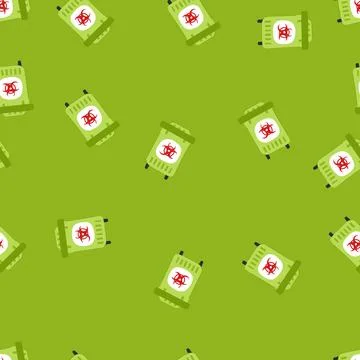 Seamless pattern container medical waste bin cartoon vector Stockillustratie