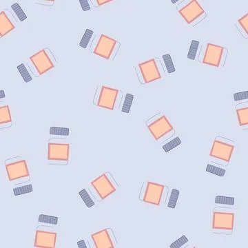 Seamless pattern container pill bottle cartoon vector Stock Illustration