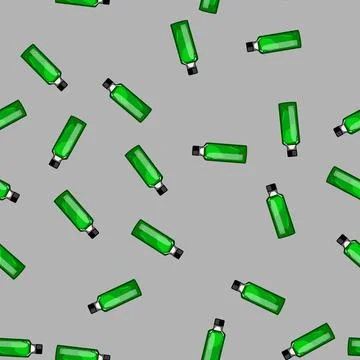Seamless pattern container plastic bottle soda cartoon vector Stock Illustration