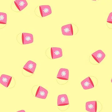 Seamless pattern container plastic bucket cartoon vector Stock Illustration