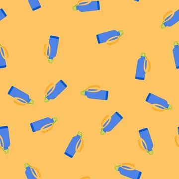 Seamless pattern container sport drinking bottle cartoon vector Stock Illustration