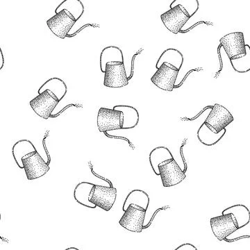 Seamless pattern container watering can sketch hand drawn Ilustración de archivo