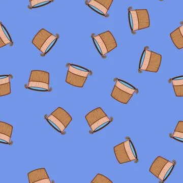 Seamless pattern container wooden tub cartoon vector Stock Illustration