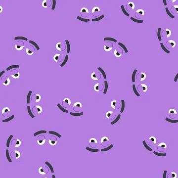Seamless pattern content eye emotions cartoon vector Stock Illustration