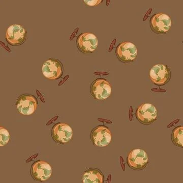 Seamless pattern continent globe cartoon vector sign color Illustrazione stock
