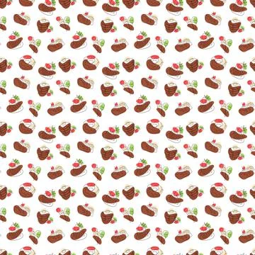 Seamless pattern with continuous line desserts. Stock Illustration
