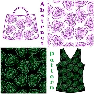 Seamless Pattern, Contour and Silhouette Illustrazione stock