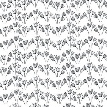 Seamless pattern with contour branch in doodle cartoon style. Vector Stock Illustration