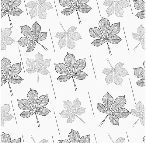 Seamless pattern of contour chestnut leaves Stock Illustration