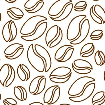 Seamless pattern with contour coffee grains Stock Illustration