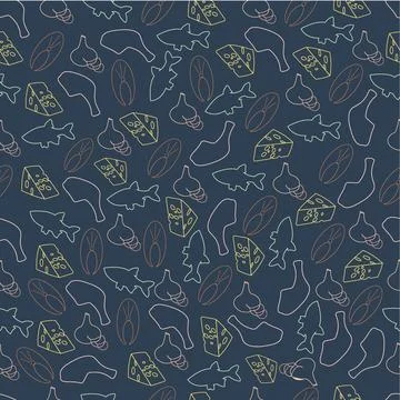 Seamless pattern of contour colored icons Stock Illustration