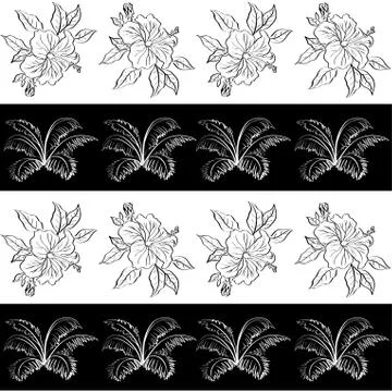 Seamless pattern, contour flowers Stock Illustration